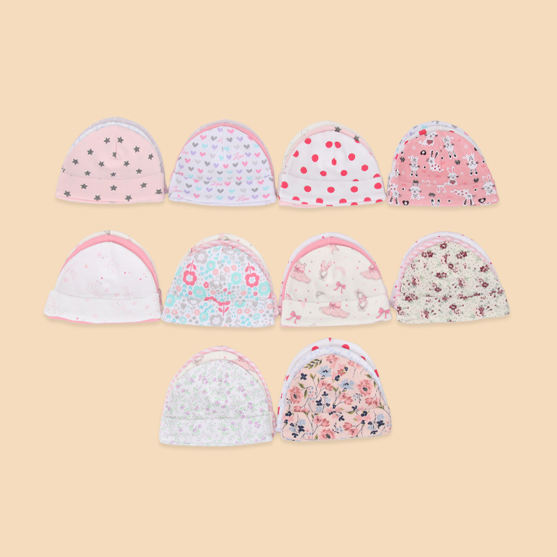 Newborn Hat Sunnozy European and American INS Baby Baby Single Mixed Color Cotton Printing Bay Hat 3 Pieces