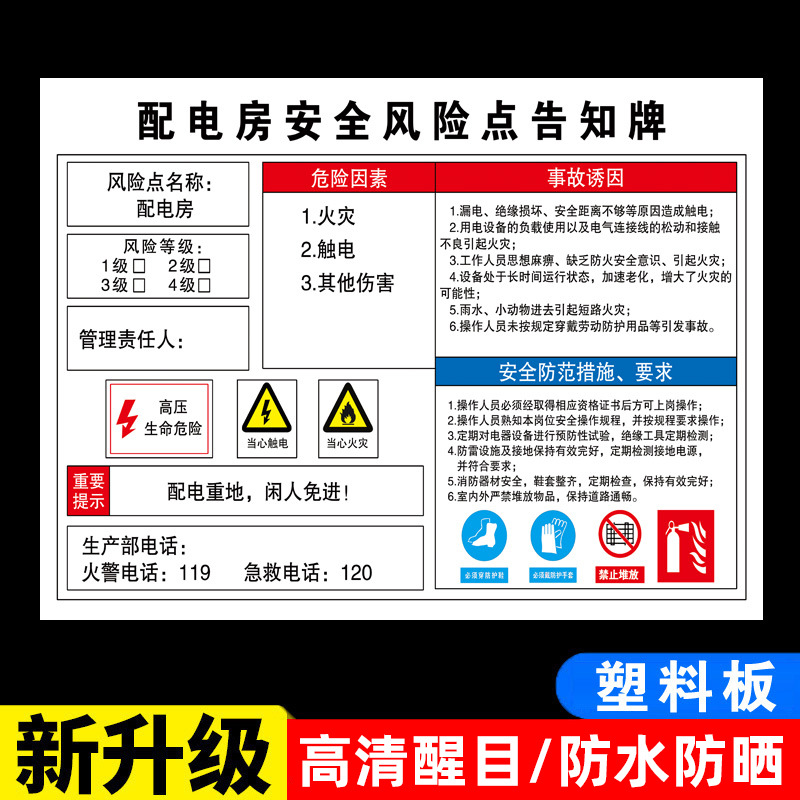 配电房安全标识牌配电箱配电室安全警示牌安全风险点告知牌岗位风