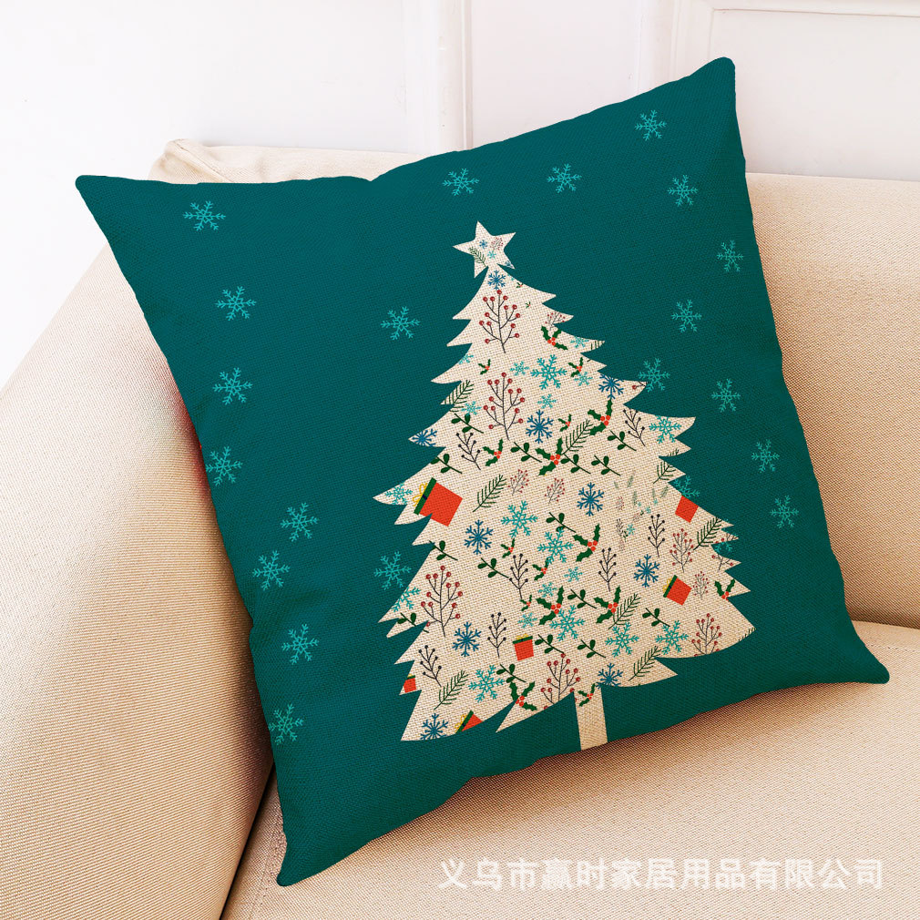 Cross-Border New Amazon Christmas Series Pillow Cover Linen Office Sofas Cushion Throw Pillowcase Wholesale