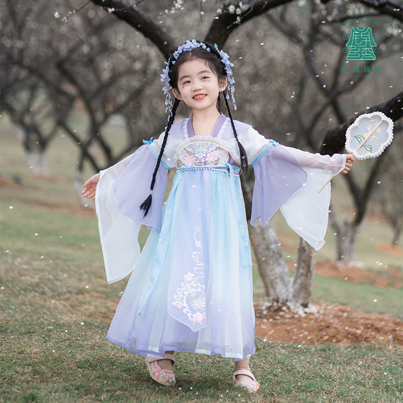2024 new spring children‘s han chinese costume middle and big children‘s costume long-sleeved dress girl‘s national style jacket and dress one piece dropshipping