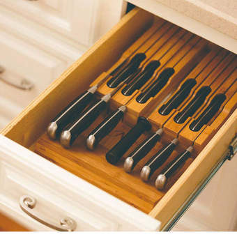 抽屉式刀座刀架工具盒可以随意竹木自然色抽屉整理刀具收纳盒