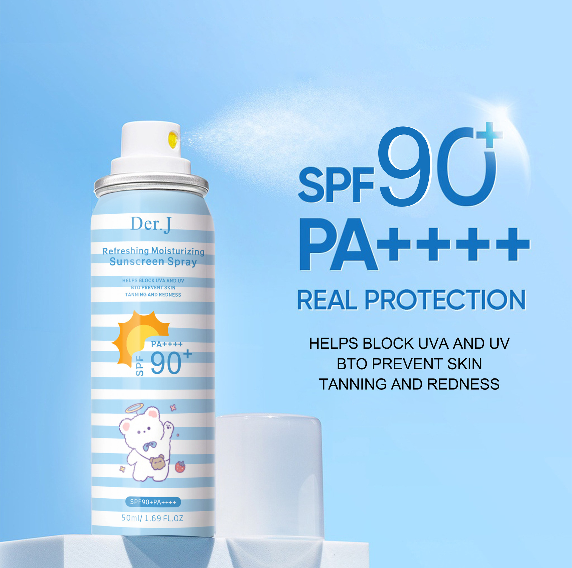 j小熊防晒喷雾90 全英文清爽防水防汗持久防紫外线出口-阿里巴巴