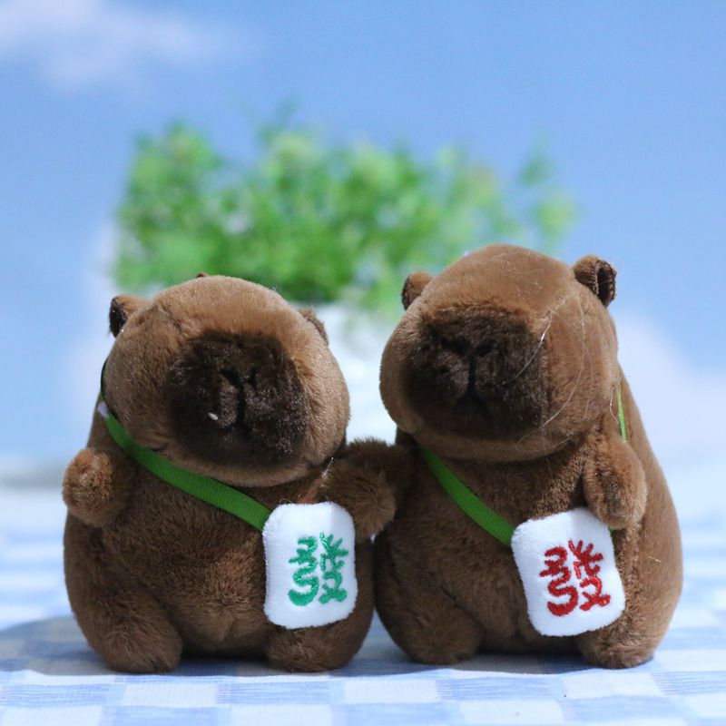 网红可爱萌卡皮巴拉挂件毛绒玩具麻将老鼠公仔包包挂饰玩偶钥匙扣