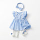 Girls summer suit Korean version blue print flying sleeve top lady small flower baby shorts go out two-piece set Girls summer suit Korean version blue print flying sleeve top lady small flower baby shorts go out two-piece set