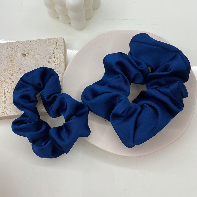 ins风温柔丝质光泽感蓝色大肠圈韩国扎马尾发圈发绳扎丸子头头绳