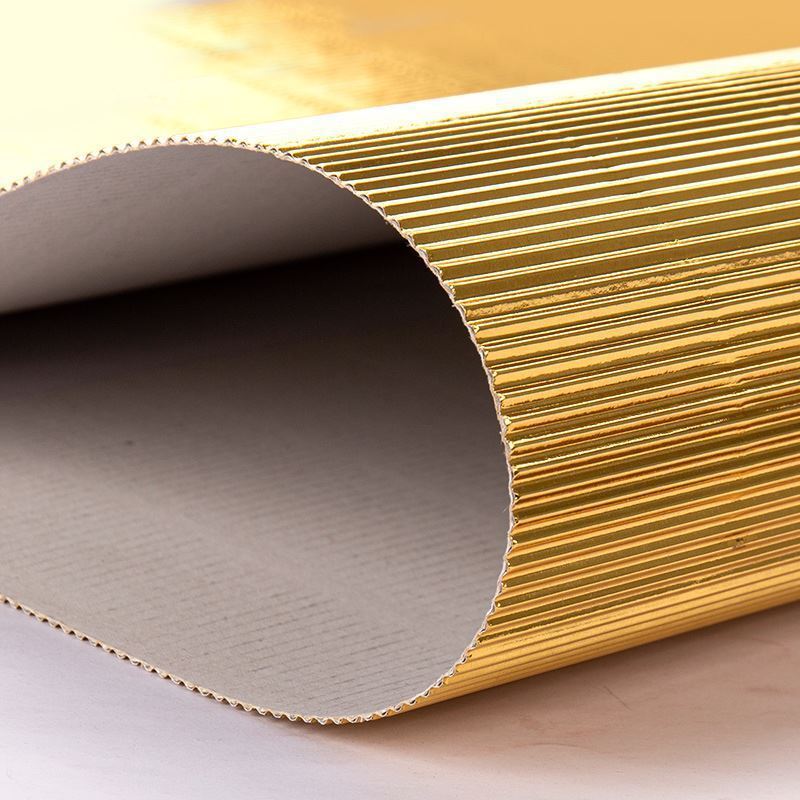 银色瓦楞纸互动属35*50儿童彩色手工纸波浪纸亮面金属纸金色亮光