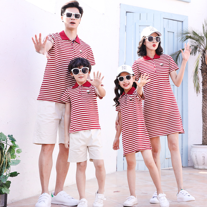 亲子装夏装一家四口三亚旅游衣服母女装洋气兄妹装姐弟龙凤胎套装