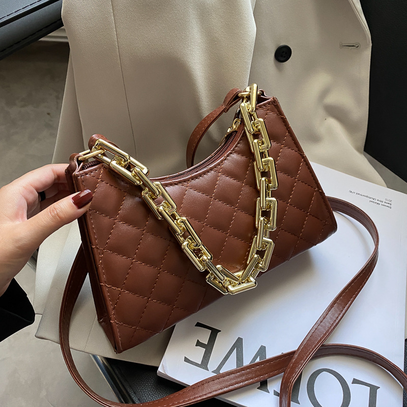 Crossbody High-Grade Western Style Women's Bag 2023 Spring New Underarm Rhombus Chain Bag Underarm Bag Fashion Commuter Shoulder Bag