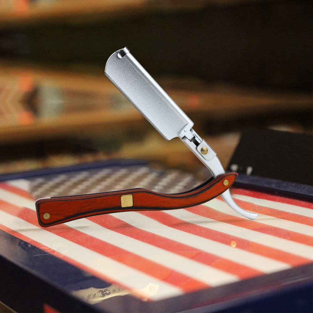 刮胡刀老式手动理发剃刀刮脸刀修眉削发老人剃光头刀架清洁碎发