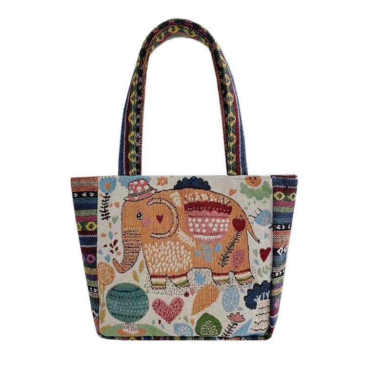 Handbag Women's Factory Wholesale New Retro Embroidery Large Capacity Cloth Bag Ethnic Style Trend Commuter Shoulder Bag