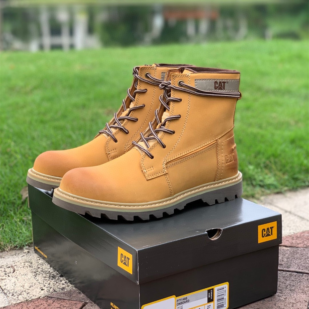 cat固特异机车靴高帮复古工装鞋男靴军靴户外休闲鞋真皮大头皮鞋