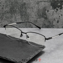 日本夏蒙ZT27018同款半框纯钛方形复古手工防蓝光近视度数眼镜架