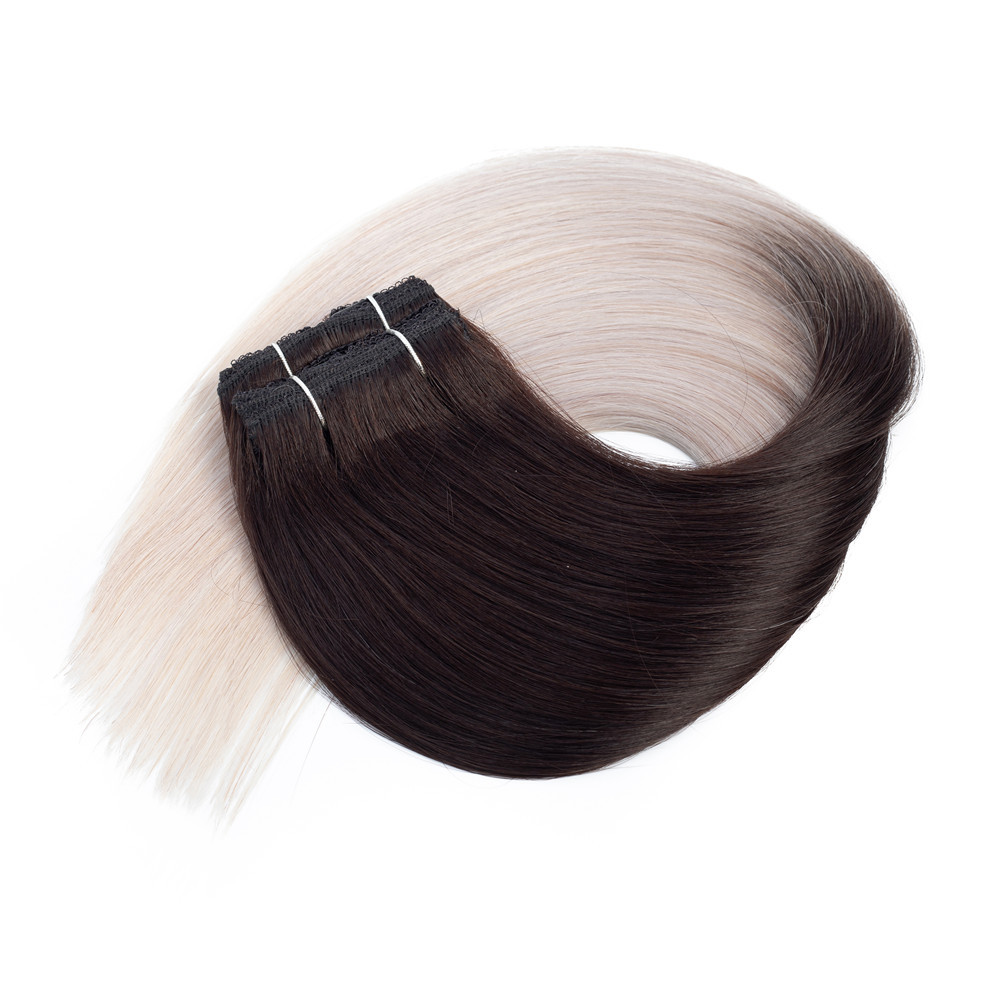 Ombre Gradient Color Hair Smooth Hair Tail Thickness Hairpiece Clip European and American White Hair Extension Hairpiece Clip Clipinhair