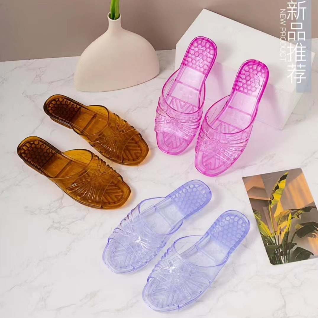 水晶胶鞋新款夏季透明拖鞋女士外穿居家浴室防滑耐穿生胶塑料拖鞋