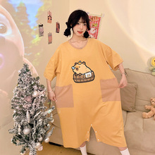 【超柔软]卡皮巴拉豚门鼠连体睡衣女夏季纯棉睡裙可爱卡通家居服