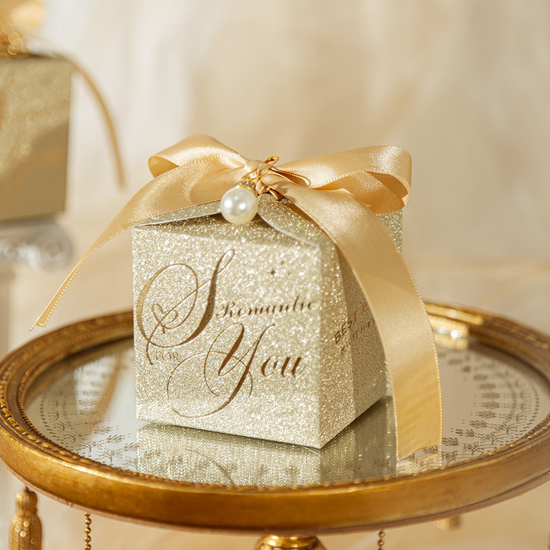 2022 Niche French Ins Champagne Gold Wedding Wedding Candies Box Gift Return Wedding Candy Box Packing Box