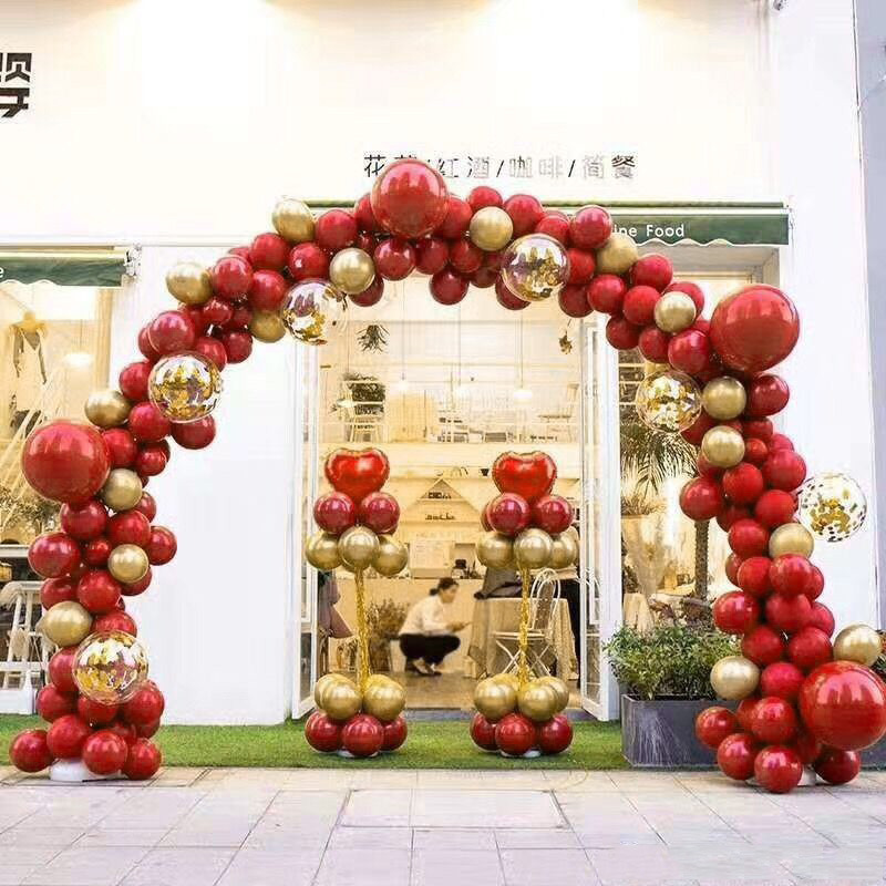 厂家批发国庆节中秋节活动气球商场店铺开业拱门婚礼布置宝石红装
