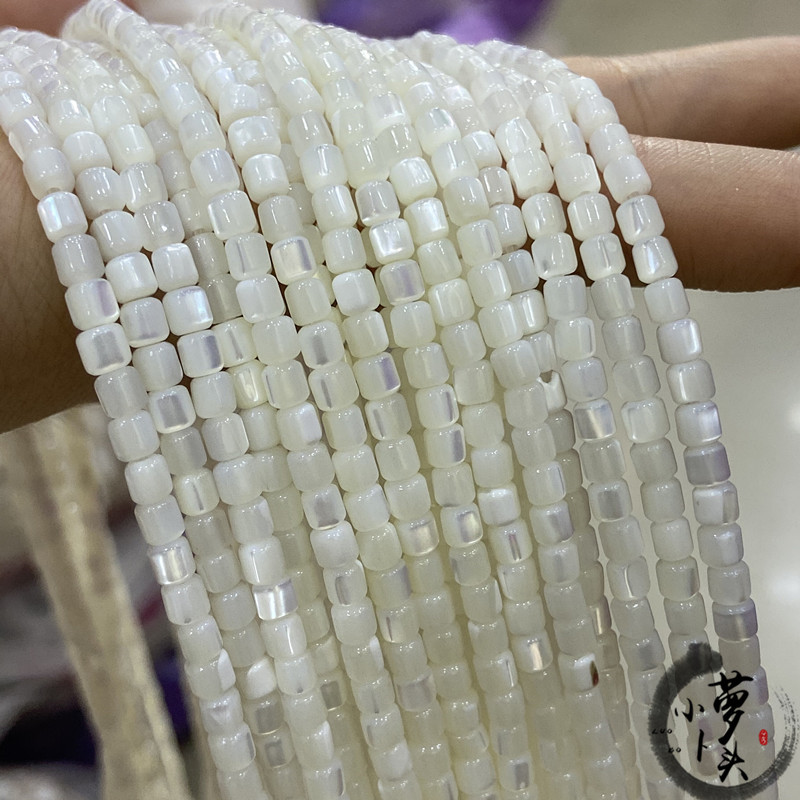 天然马蹄螺贝珠3*4mm直管珠 月光银丝散珠 diy手串饰品配饰-阿里巴巴
