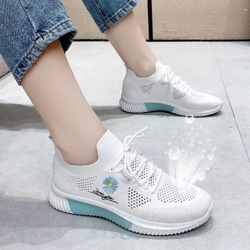 Breathable and Comfortable Soft Bottom Soft Surface Flyknit Women's Non-Slip Shoes Manufacturers One Piece Dropshipping Worry-Free