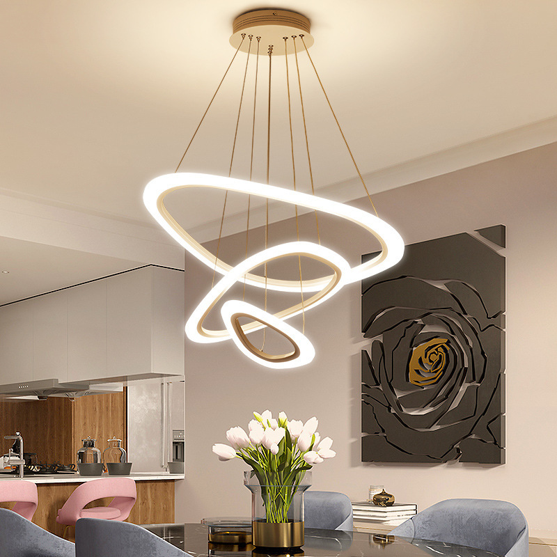 后现代led异形吊灯客厅灯亚克力环形餐吊灯创意艺术复式楼大厅灯