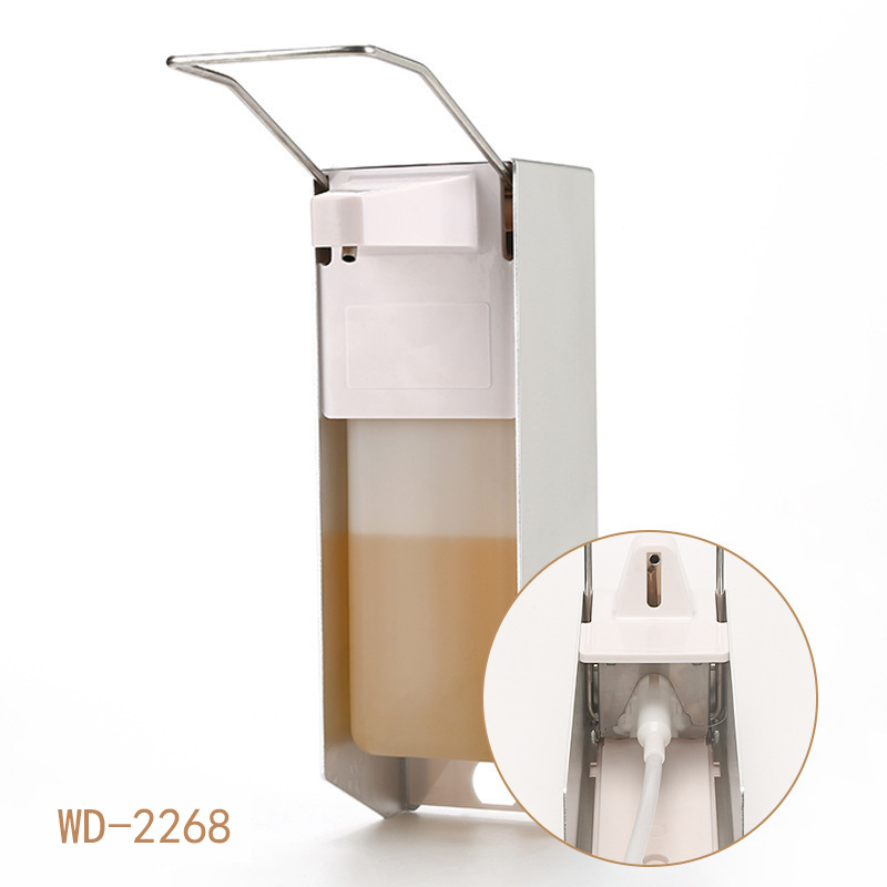 Cross-Border Manual Elbow Pressure Soap Dispenser Wall-Mounted Stainless Steel Soap Dispenser Press Soap Dispenser Mobile Phone Sannitizer Replacement Bottle