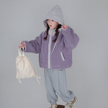 女童羊羔毛外套2023秋冬新款儿童洋气羊羔绒夹棉加厚两面穿外衣潮