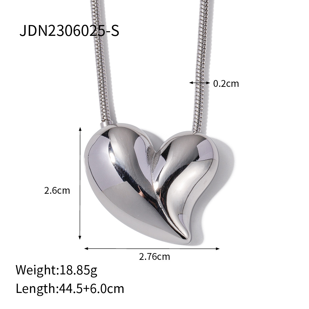 INS Style European and American New 18K Gold Exaggerated Big Love Heart-Shaped Earrings Stainless Steel Earrings Women's Non-Fading Ornament
