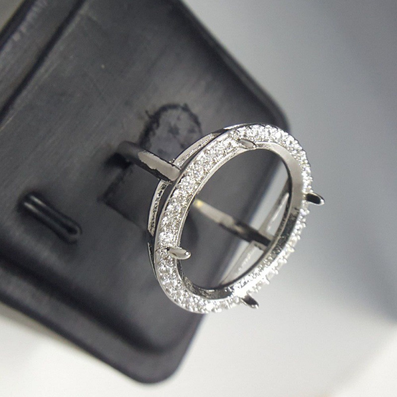 纯银戒托多规格时尚s银戒指空豪华围钻闪锆石彩宝石diy镶嵌配直销