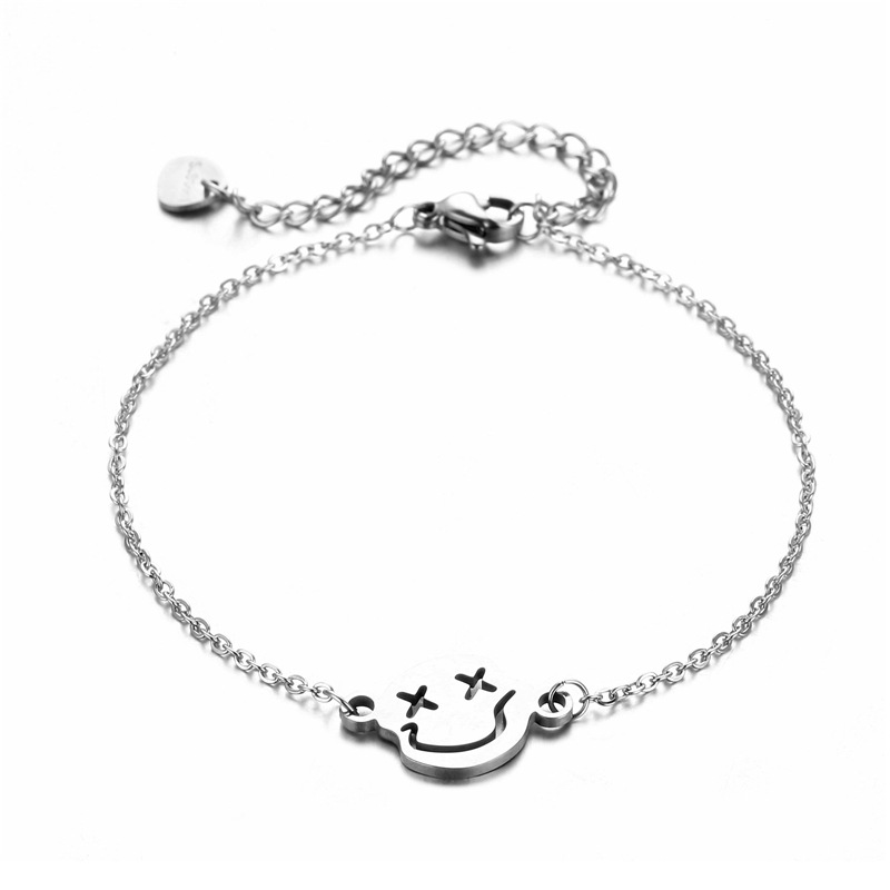 Amazon 304 Stainless Steel Smile Bracelet Female New Fashion Smiley Bracelet Cold Style Couple Ornament Wholesale