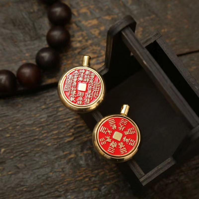 brass mountain ghost copper coin keychain pendant men‘s handbag pendant pure copper red oil dry door gossip turn ornaments