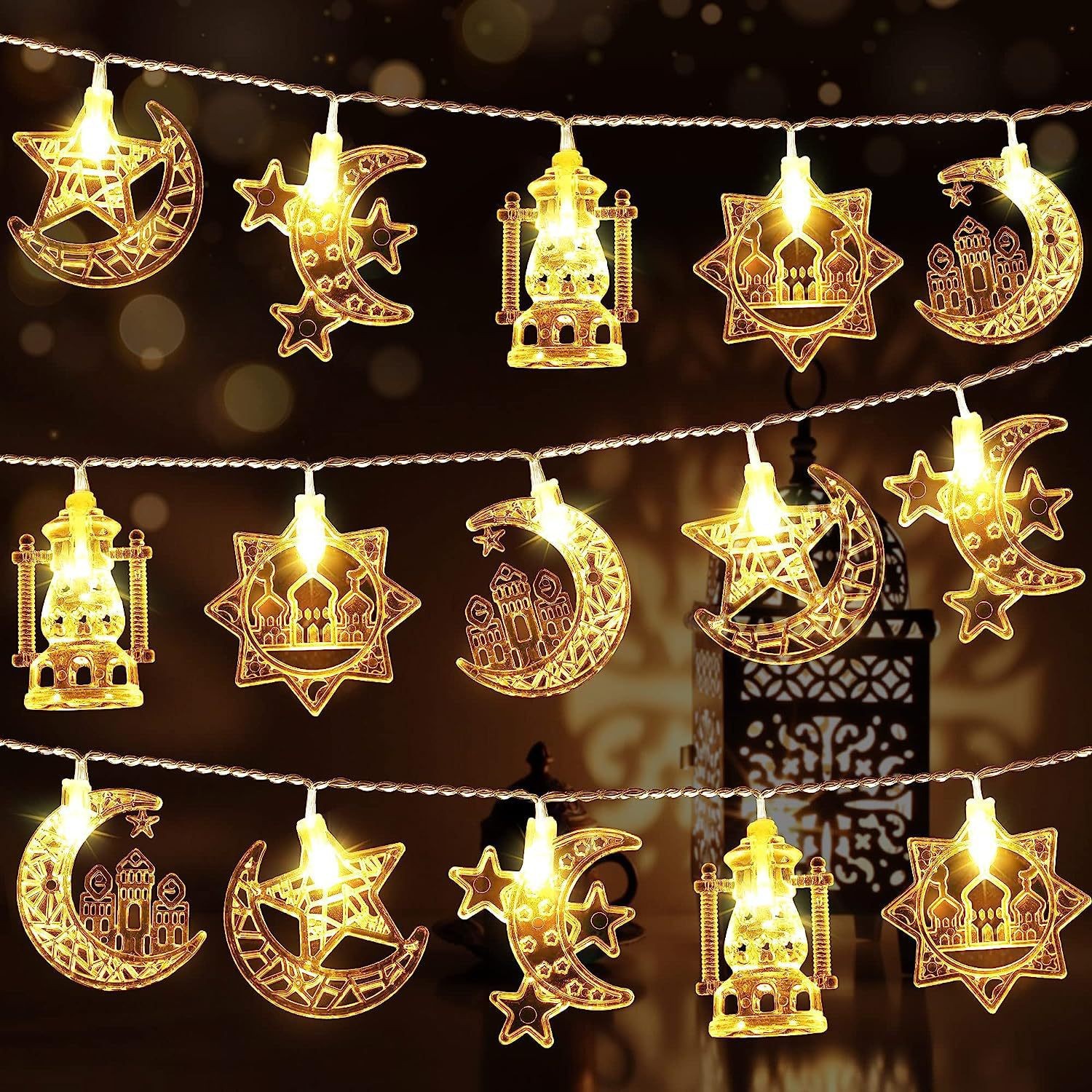 middle east arab festival hanging lights gd flashing light star moon castle led lighting chain new color lighting chain string