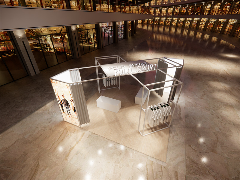 polo sport服装品牌特卖场设计搭建铝方通快装式循环使用展台货架