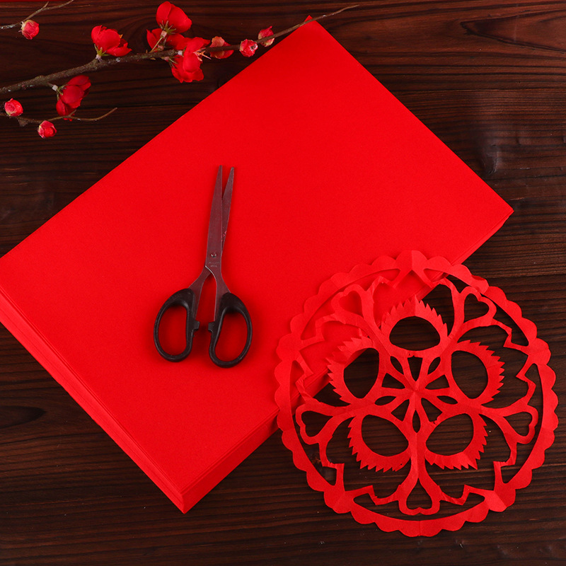 单面红宣纸剪纸纸刻纸正方形写福字宣纸儿童手工diy幼儿园学生中