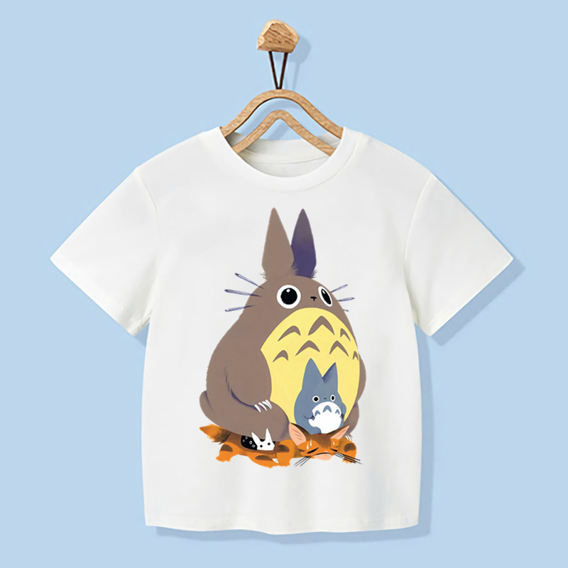 卡通儿童宫崎骏动漫龙猫印花衬衫男孩女孩上衣衣服t恤童装