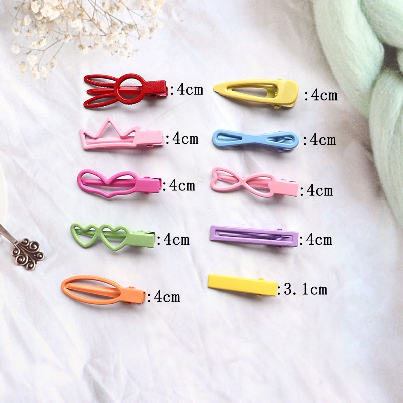 Korean Style Minimalist Candy Color Duckbill Clip Paint Metal Side Clip Small Size Mini Bang Bar Shaped Hair Clip Suit