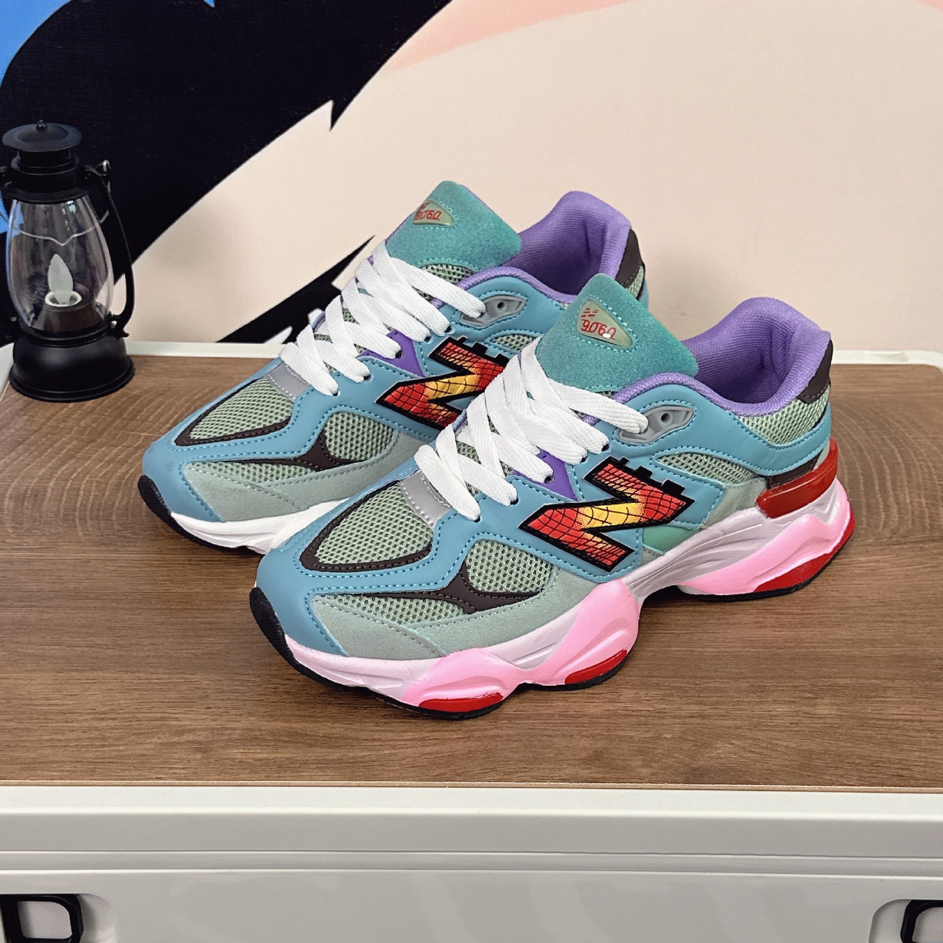 拼色系带厚底老爹鞋女2024春秋新款小众设计感多色搭配休闲运动鞋