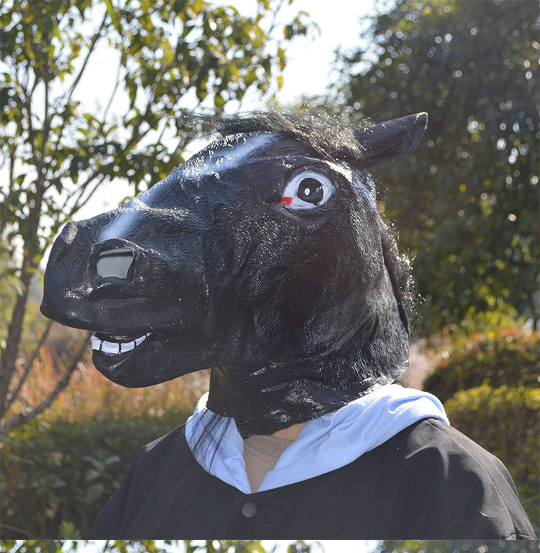 派对搞笑动物面具头套犬马君马头面具抖音搞怪马头套面具表演道具