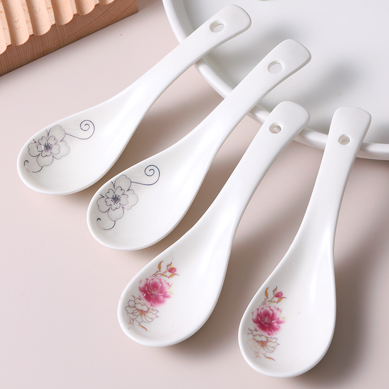 家用陶瓷勺子小汤勺调羹汤勺酒店食堂餐厅饭店商用餐具汤勺-阿里巴巴