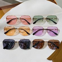 跨境新款时尚字母FF太阳镜欧美潮流金属眼镜个性明星同款双梁墨镜