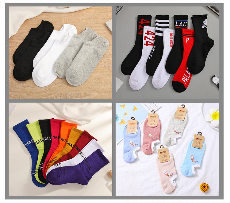 十年工厂专业定制做外贸贴牌代加工男女款袜子logo吊牌中筒袜短袜