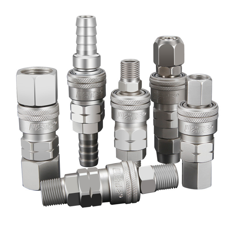 威马c式高碳钢4分高压气管接头快速接头气动快接自锁插接三通直通
