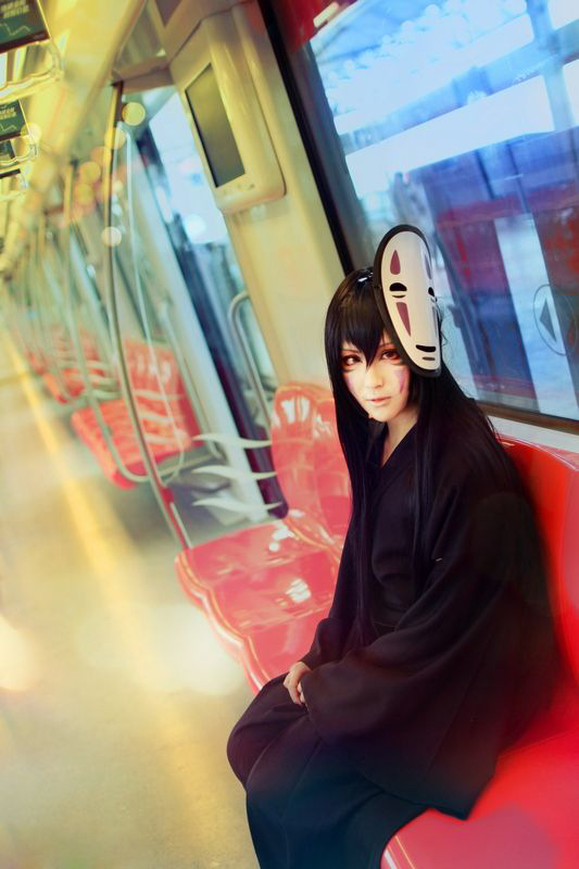 青城 面具鬼服万圣节披风cos服 千与千寻无脸男cosplay动漫服装
