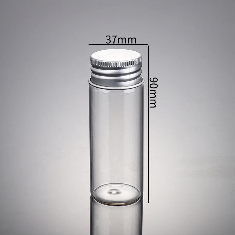 Factory Wholesale Borosilicate Controlled Glass Screw Aluminum Cap Bottle Printable Logo Portable Crafts Packing Bottle