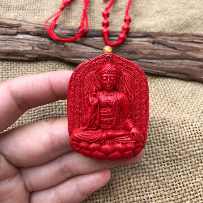 帝王红本命佛项链天然朱砂大日如来吊坠转运护身男女玉坠证书