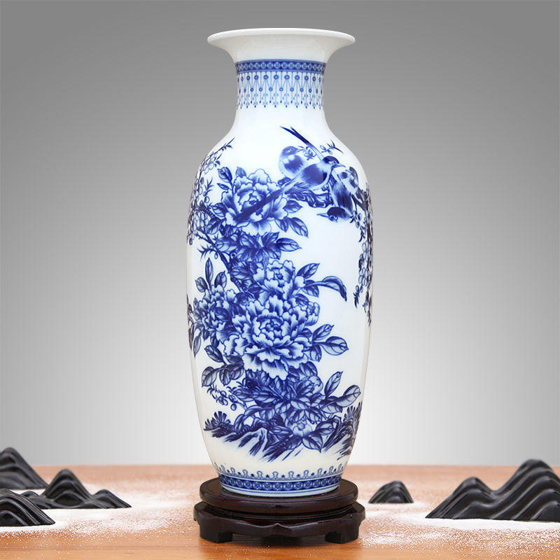 青花瓷花瓶景德镇陶瓷器大花瓶摆件客厅电视柜插花干花工艺装饰品