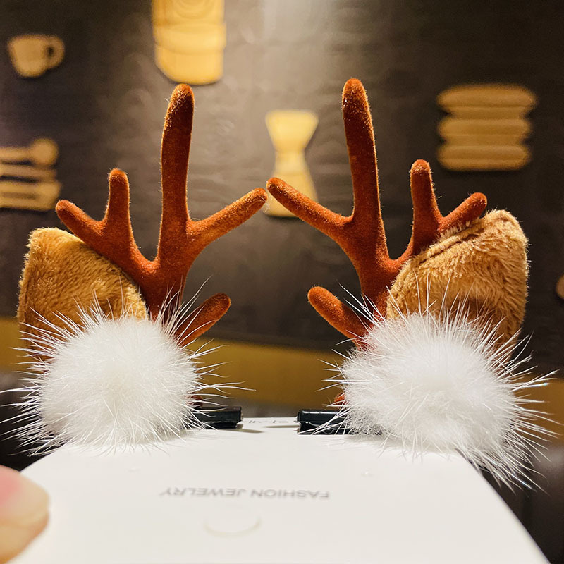 Children's Cute Antler Duckbill Clip Christmas Hairpin Online Celebrity Clip Girls' Baby Performance Accessories Headdress Hairpin