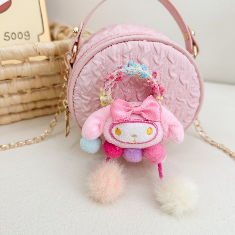 2024 Spring New Children's Bag Cartoon Doll Accessories Portable Small round Bag Shoulder Crossbody Girl Princess Accessories Bag