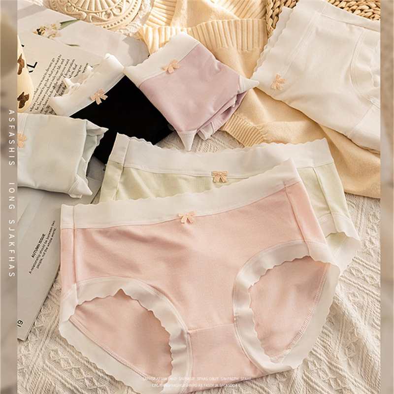 莫代尔内裤女纯棉无痕全棉抗菌裆少女生夏季薄款中腰透气三角裤头