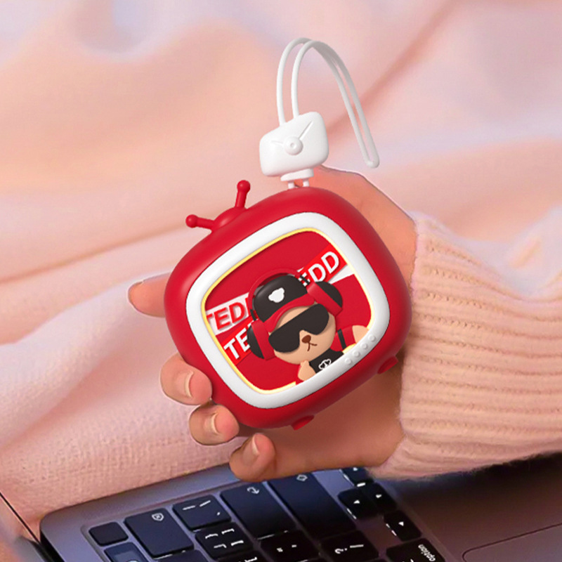 Cartoon TV with Lanyard Hand Warmer Two-Speed Temperature Quick-Heating USB Rechargeable Children's Winter Portable Cold Protection