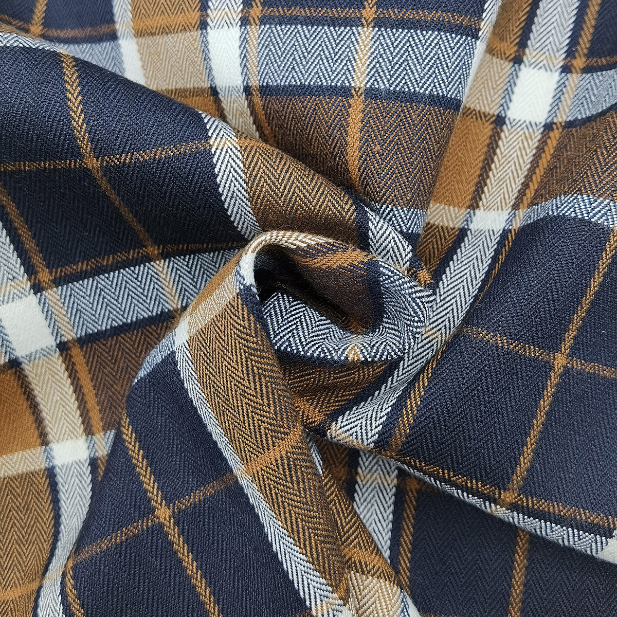 hot经典款涤纶弹力人字纹色织格子休闲套装裤子面料